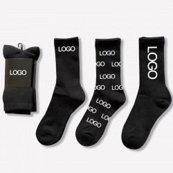 Custom Socks Design Own Logo Crew Socks Cotton Black Man Sport Sock Elite Calcetines No Minimum Order Private Your Label Bamboo