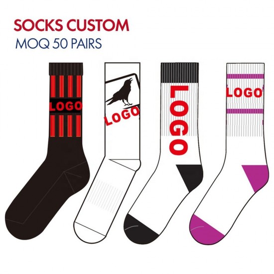 Quentin High Quality Custom Sports Embroidery Socks Cotton Crew Embroidered Socks Grip Unisex Custom logo