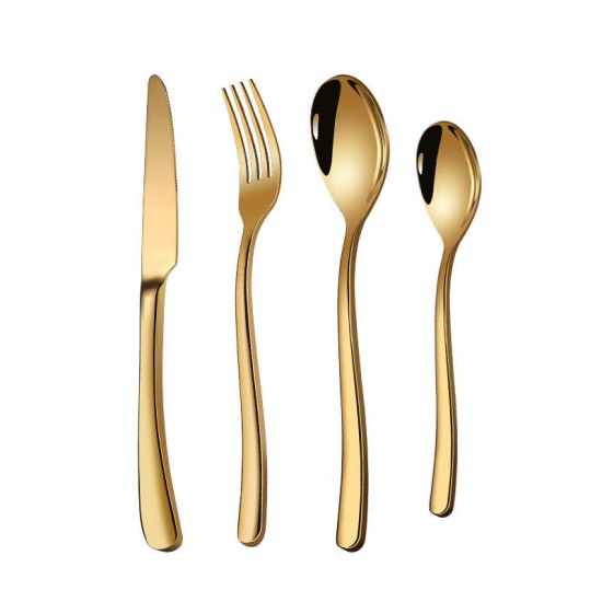 Promotional Gifts High Quality 4pcs Silver Gold 304 Stainless Steel Tableware Knife Fork Spoon Cutlery Set