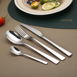 Modern 304 Stainless Steel Knife Fork Spoon Flatware Cutlery Set for Hotels and Restaurants