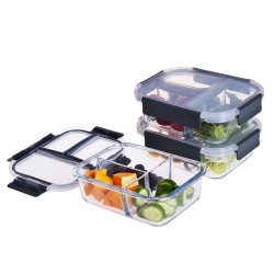 Lunch box Compartment Glass Divided Food Storage Containers