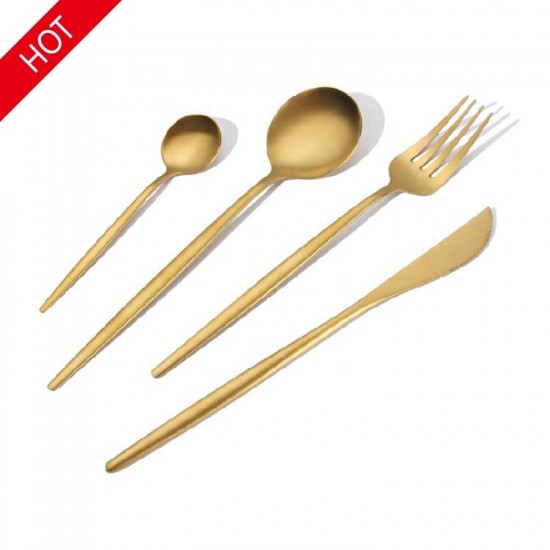 Nordic High Quality Stainless Steel Gold Flatware, Matte Gold Cuttlery Cutlery Set Spoon Fork Knife