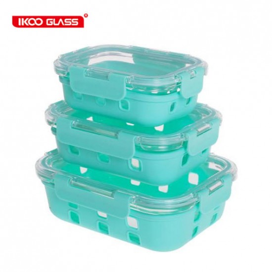 microwave safe glass meal bpa free food storage containers airtight lunch box with silicone sleeve