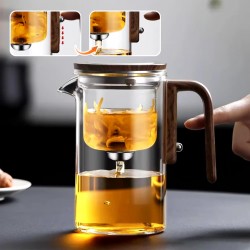 Large Capacity 600ml High Borosilicate Glass Teapot PVC Handle Magical Heat Resistant Water Separation Inner Coffee Tea Set