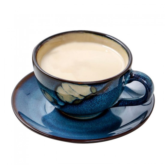 Microwave & Dishwasher Safe for Kiln-Glazed 250ml Ceramic Coffee Cup and Saucer Set Coffee or Afternoon Tea