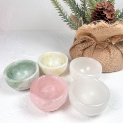 Hot Selling Wholesale Natural Crystal Stone Xiu Yu Jade Rose Quartz Marble Jade Bowls Gemstone Crystal Tea Cup