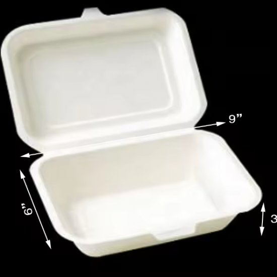 Free Sample Cheap 9 X 6" Disposable Eco Friendly Fast Food Packaging Microwavable Clamshell Lunch Container Boxes