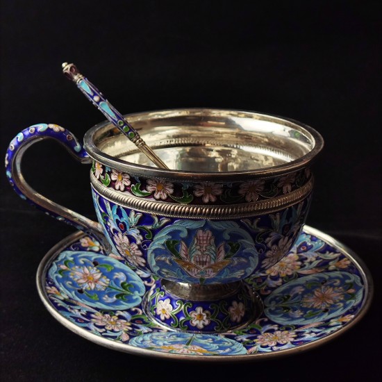 Selection Of Fine Handmade Sterling Silver Tea Set Russian Floral Pattern Elegant Filigree Enamel Hot Selling Coffee set