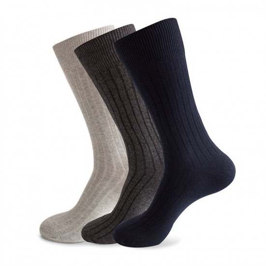 Wholesale Large Size Men Socks Ribbed Combed Cotton Comfortable Black Beige Crew Socks Dress Socks