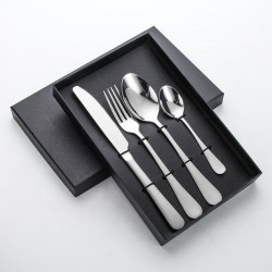 Custom Luxury High Quality Silver Knife Spoon Fork Set With Gift Box Gold Cutlery 4pcs Stainless Steel Flatware Sets