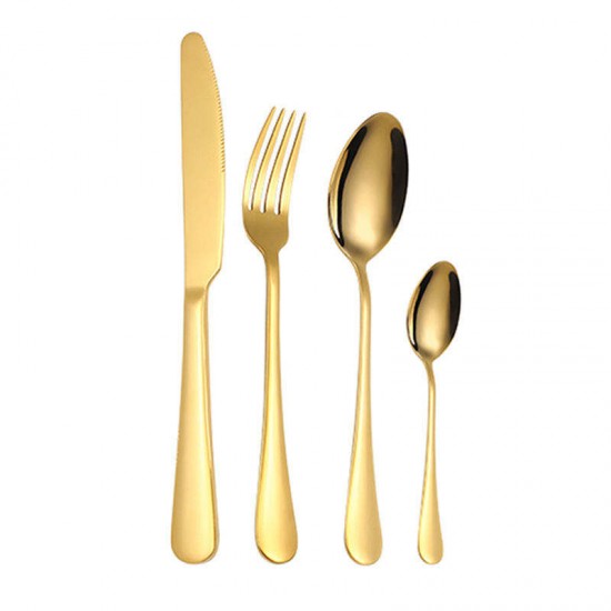 Low Price Bulk Gold Plated Stainless Steel Cutlery Set Spoon and Fork Knife Flatware Set Wedding Party