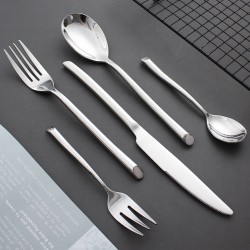 Minimalist Fork Spoon Knife Set Stainless Steel Restaurant Silverware Silver Flatware Sets for Giveaways Presents