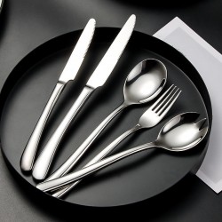 Modern Reusable Luxury High Quality Stainless Steel Sliver Metal Restaurant Flatware Knife Spoon and Fork Kitchen Cutlery Sets