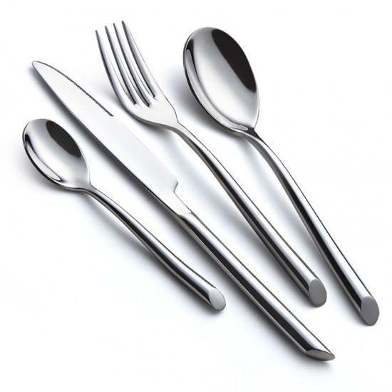 Customizable Logo Cutlery Sets Luxury High Quality Stainless Steel Knife Fork Spoon Flatware Sets Silver Cutlery Set for Hotel