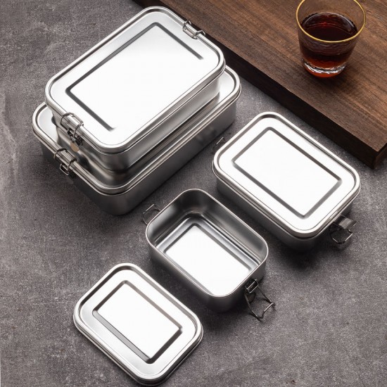 Square Shape Insulated Bento Lunch Box Multifunctional Thermal Food Storage Container Kitchen Use Portable Stainless Steel 0-3L