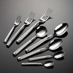 Roman Column 304 Stainless Steel Knife, Fork and Spoon European Western Food Tableware Set Western Food Steak Knife