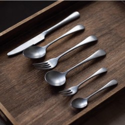 Cutlery Set Retro Tableware Stainless Steel Dessert Spoon Silverware Dinnerware Set Kitchen Utensil Knife Fork Spoon