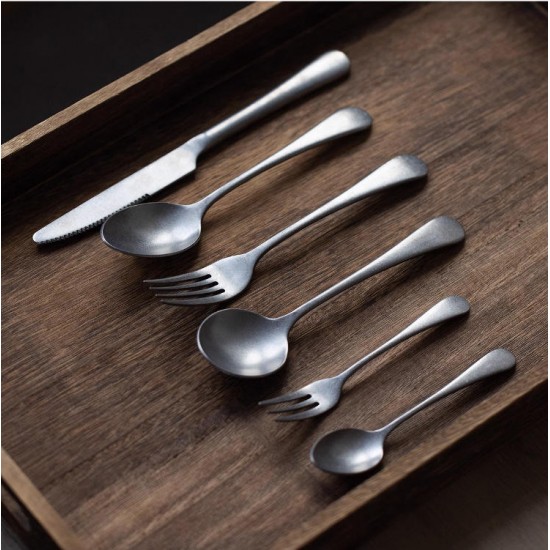 Cutlery Set Retro Tableware Stainless Steel Dessert Spoon Silverware Dinnerware Set Kitchen Utensil Knife Fork Spoon