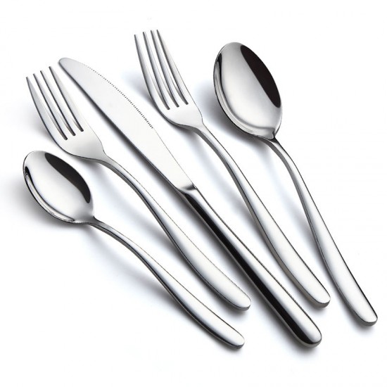 Wholesale Restaurant Silverware Fork and Spoon Knife Stainless Steel Sliver Flatware Cutlery Set for Wedding