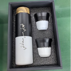 In Stock Business Gift Set 400ml Stainless Steel Thermos Flask with Luxury Arabic Espresso 80ml Coffee Cup and Tea Set