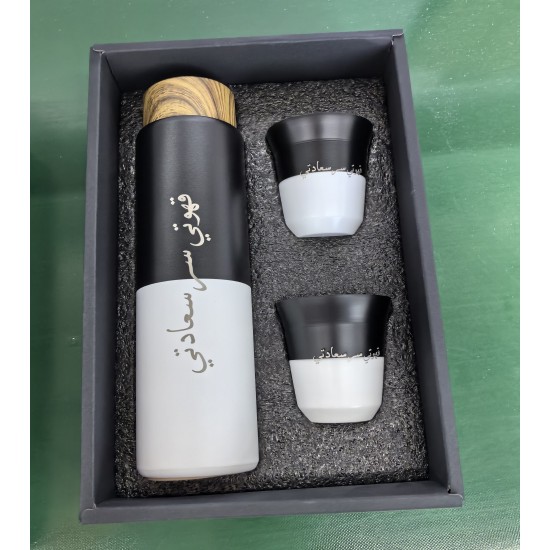 In Stock Business Gift Set 400ml Stainless Steel Thermos Flask with Luxury Arabic Espresso 80ml Coffee Cup and Tea Set