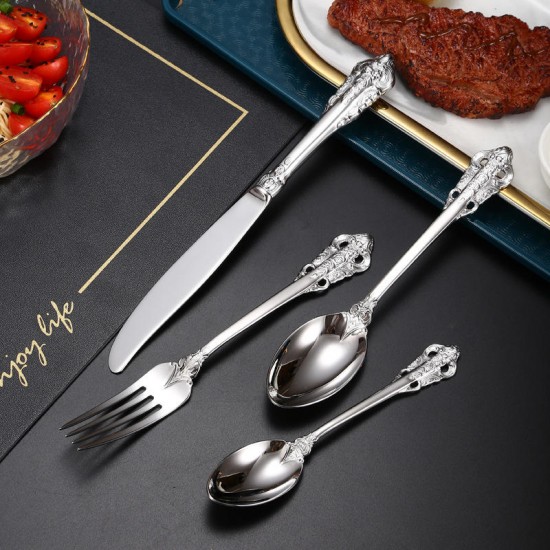 High Quality Stainless Steel Spoon Fork Knife Royal Cutlery Set 4 Pieces Silverware 18/10