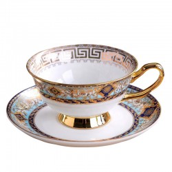 Vintage ceramic tea cup and saucer porcelain golden coffee cups with dish bone china tea cup set 200ml