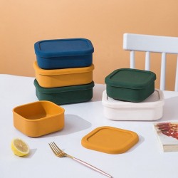 Bento Lunch Box BPA Free Food Storage Box with Lid OEM/ODM Square Dishwasher and Freezer Safe High-capacity Food Grade Silicone